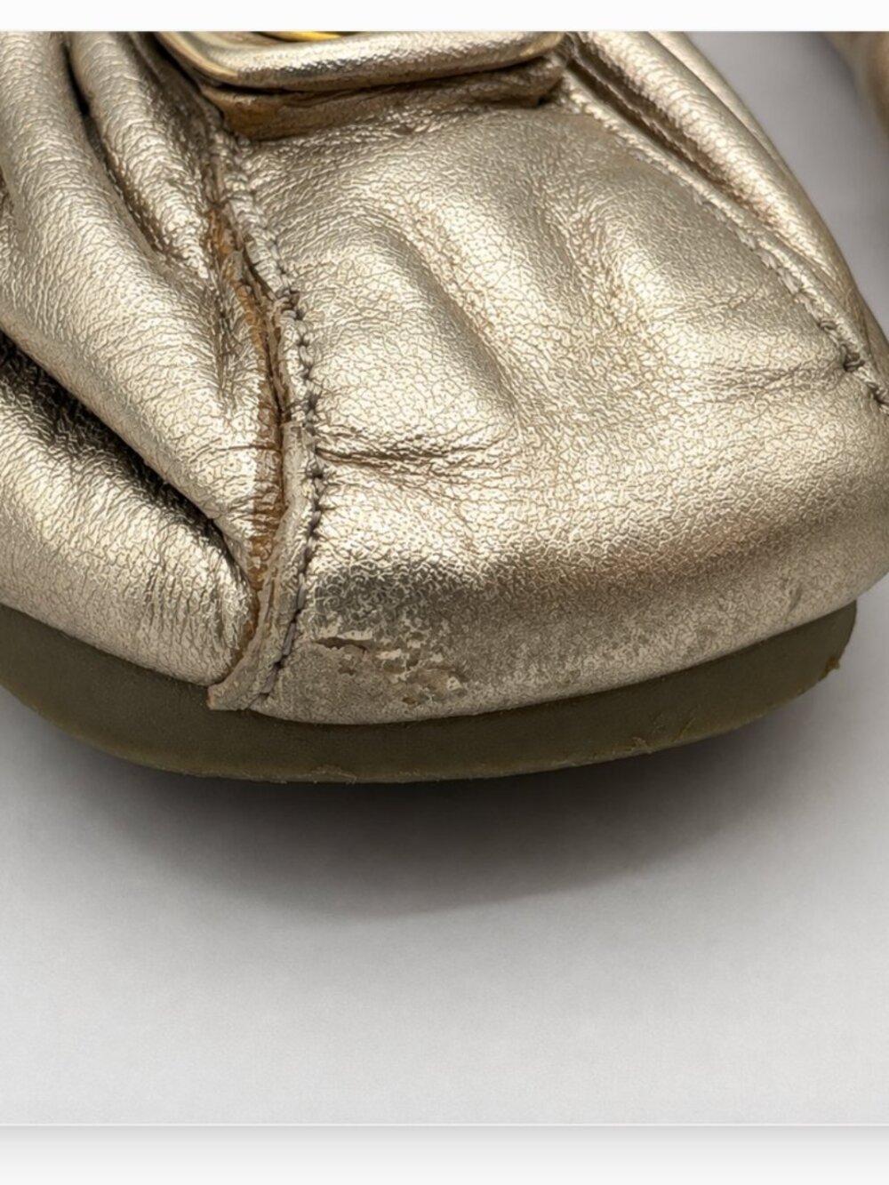 VTG Tory Burch Minnie Tassel Ballet Flats Metallic Gold Leather Sz 8 Flawed - Picture 5 of 7